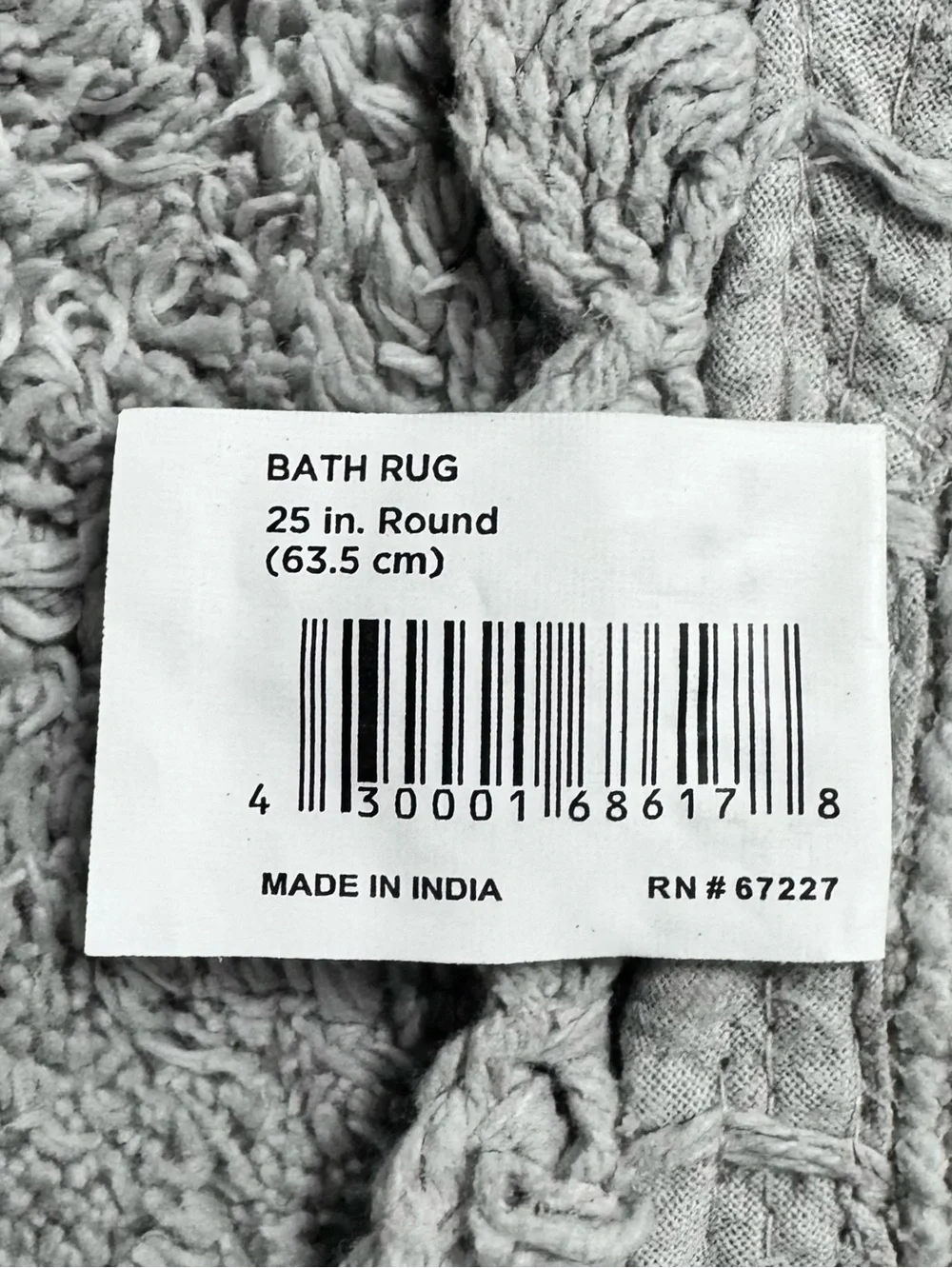 Home Collections Scalloped Round Cotton Bath Mat Nonskid Gray 25”